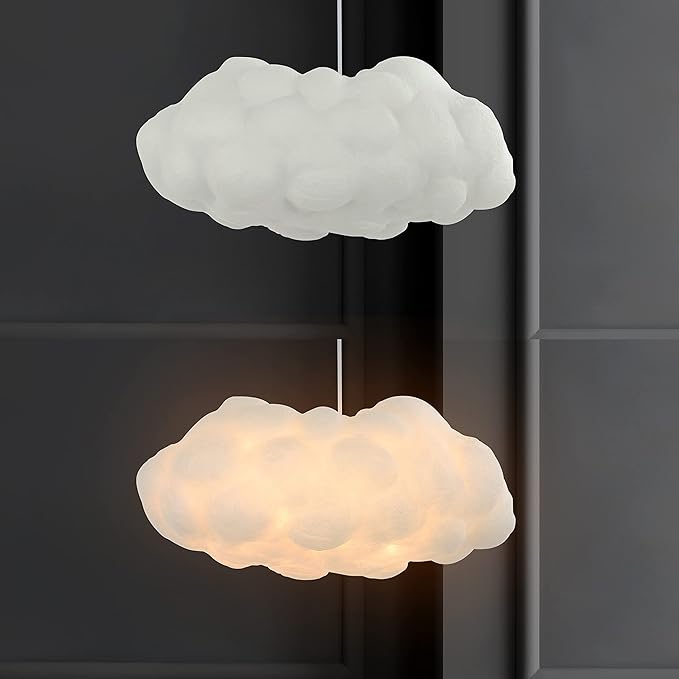 JONATHAN Y 23" White 2-Light Silk Cloud Pendant, Modern Contemporary Bohemian Hanging Ceiling Fixture for Bedroom Living Room, Adjustable Height, LED Bulbs Included JYL9073A