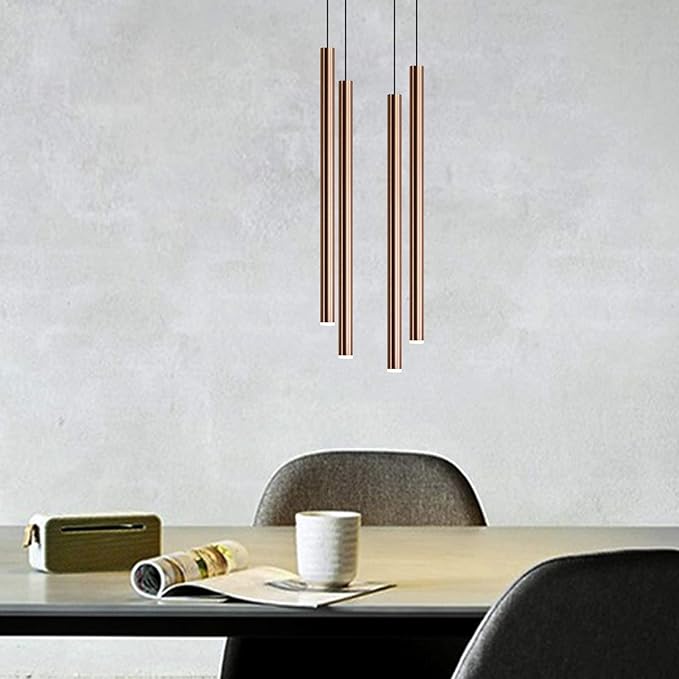 CANALIS 4 Mini Pendant Lighting Copper - LED Hanging Light Fixture for Kitchen Island, Bar, Foyer - Cluster Pendants - Dimmable, Adjustable Wire, Lamp Bulb Included