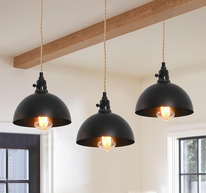3 Light Hemp Rope Plug in Pendant Light Rattan Hanging Lights with Plug in Cord with Woven Lamp Shade, Hanging Lights with Plug in Cord Hemp Rope Hanging Lamp