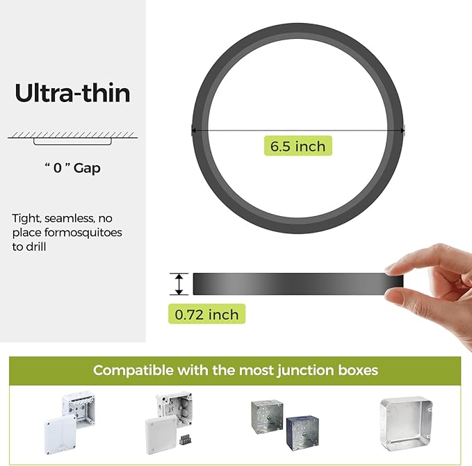 hepside 1PACK Flush Mount LED Ceiling Light Fixture - Black, 6.5Inch 12Watt, Dimmable & 3 Color Selectable - 1200LM Low Profile Light for Kitchen, Bedroom, Hallway, Porch