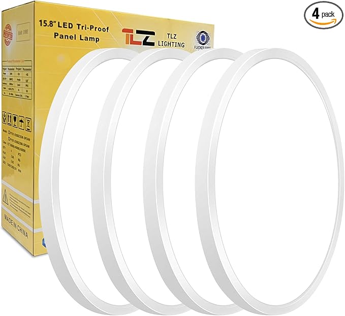 4PK 15.8 Inch LED Flush Mount Ceiling Light, 32W, 3480LM, 3000K/4000K/6000K CCT Selectable, White Ultra-Slim LED Ceiling Light Fixtures, Low Profile Round Flat Panel Light for Bedroom,Kitchen,Hallway