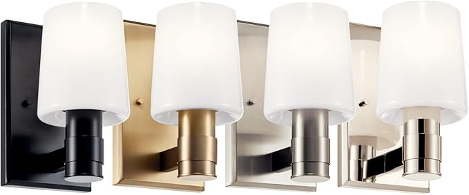 Kichler Adani 1-Light Wall Sconce, Modern Light with Opal Glass in Polished Nickel, for Bathroom, Powder Room, Kitchen, Bedroom, or Hallway (8.5" x 5"), 55174PN