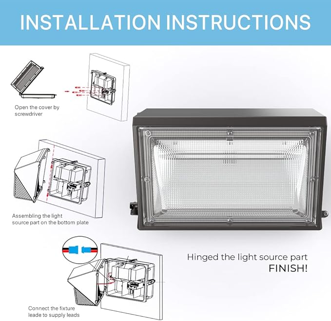 HYPERLITE 120W LED Wall Pack Light with Dusk-to-Dawn Photocell, Ideal Outdoor Security Lighting Commercial and Industrial LED Wall Lights for Parking lot Garage Warehouse Factory ETL Listed