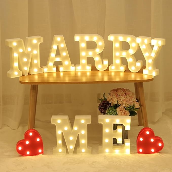 Small Led Marquee Letters, Light Up Letters, Led Letter Lights, Battery Powered Lighted Sign for Table, Party, Birthday, Christmas Decor (Red Heart)