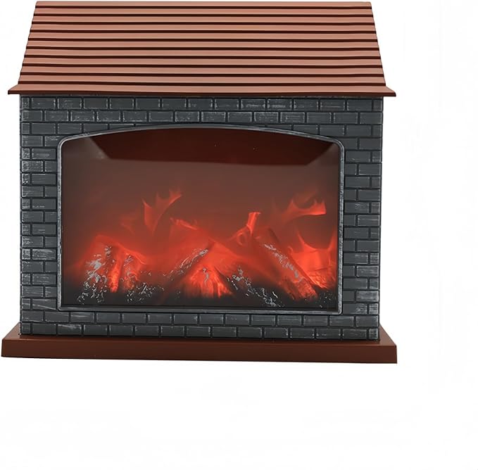 Simulated LED Fireplace Lantern USB & Battery Powered Flameless Light with Emulation Flame Table Decorative Lamp Copper Fireplace Ornament for Cozy Home Decor Free Standing Electric Log Burner