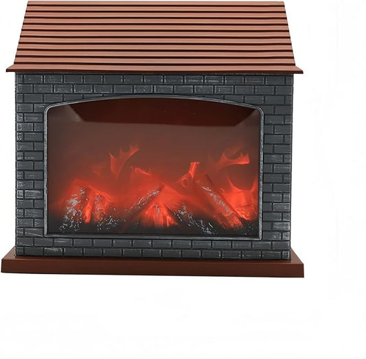 Simulated LED Fireplace Lantern USB & Battery Powered Flameless Light with Emulation Flame Table Decorative Lamp Copper Fireplace Ornament for Cozy Home Decor Free Standing Electric Log Burner