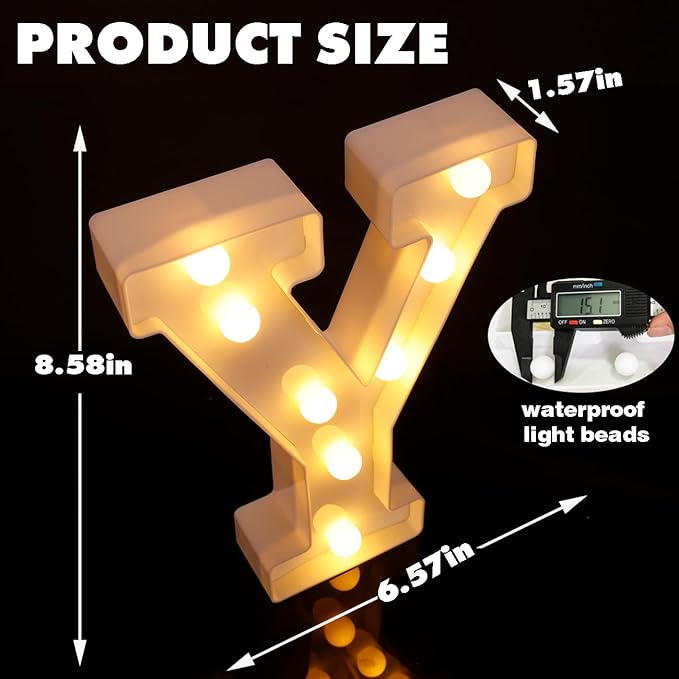 DyingSwan Small Led Marquee Letters, Light Up Letters, 8.58 Inch Led Letter Lights, Battery Powered Lighted Sign for Table, Party, Birthday, Christmas Decor (Letter Y)