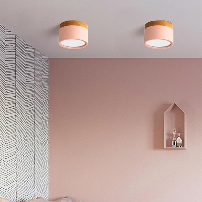 4.2-Inch Macaron Style Ceiling Light, Nordic Modern Ceiling Light Fixture, 15W LED Mini Cylinder Minimalist Close to Ceiling Lamp for Bedroom Hallway Entryway Kitchen Foyer Office