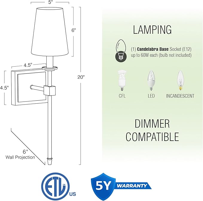 Kira Home Torche 20" Wall Sconce/Wall Light + Linen Shade, Oil-Rubbed Bronze Finish