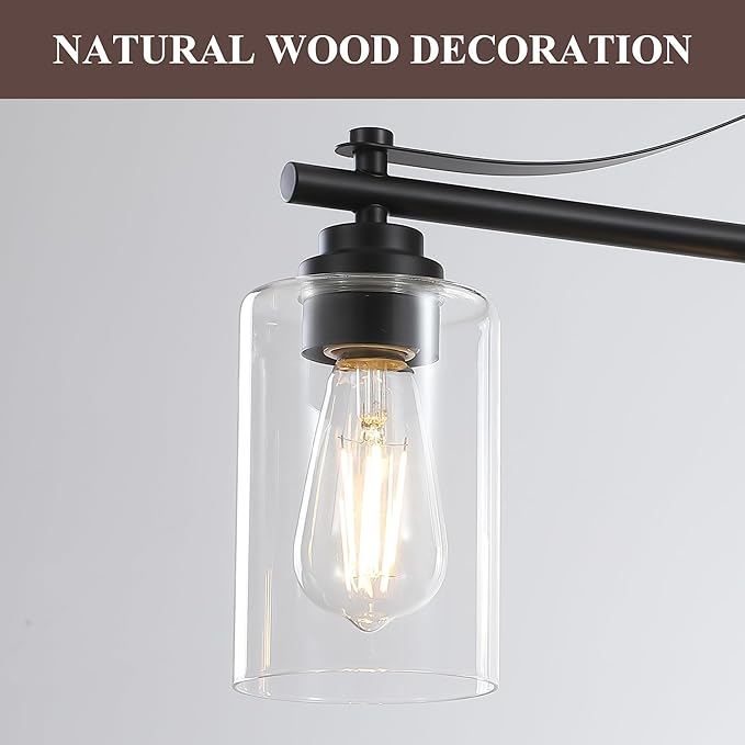 Island Light for Kitchen, 4-Light Linear Chandelier Pendant Lighting for Kitchen Island, Matte Black Dining Room Light Fixture Over Table with Clear Glass Shades