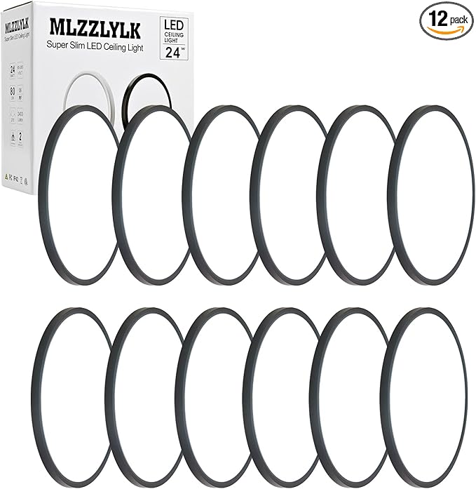 12PK 12 inch LED Flush Mount Ceiling Light Fixture,24W Super Slim LED Ceiling Light 2400LM,3000K/4000K/6000K CCT Selectable,Close to Ceiling Round Flat Panel Light for Bedroom,Kitchen,Hallway