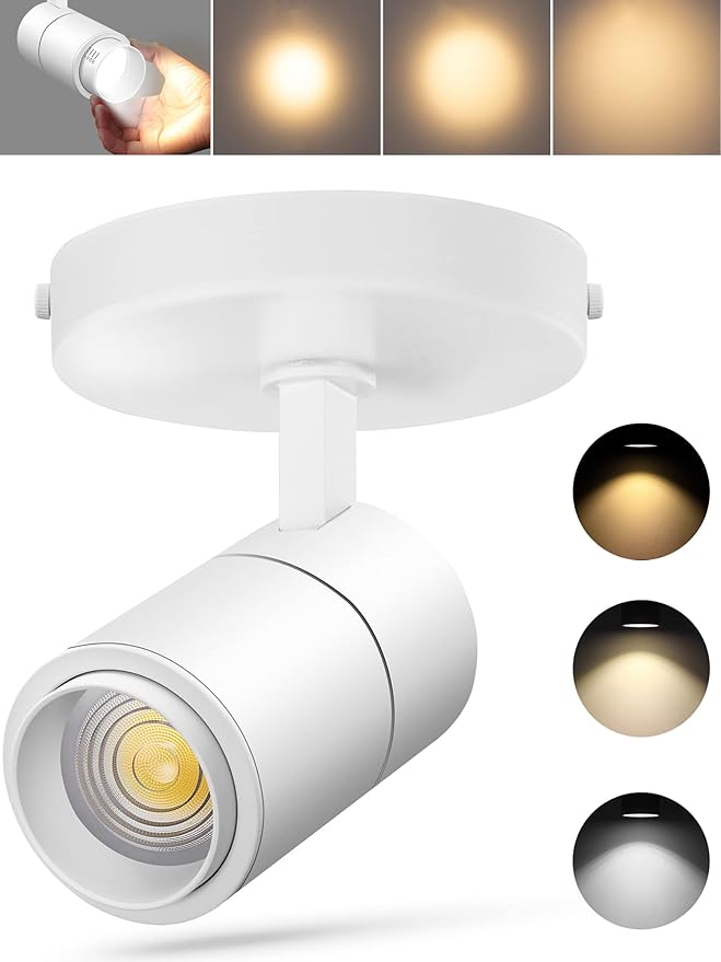 VANoopee 3-Color Zoomable LED Ceiling Spotlight Flush Mount Adjustable Spotlight Directional Dimmable Spot Lights Indoor Bright Accent Fixture for Living Room Bedroom - CRI90 15-55° 20W 2000lm White