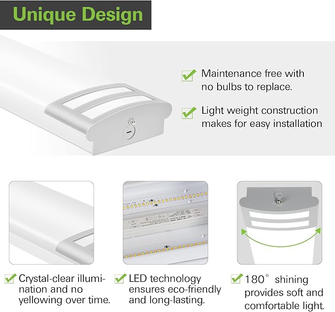 hykolity 4FT 3CCT LED Linear Flush Mount Lights 50W, 5000lm, 3000K/4000K/5000K Selectable, 4FT LED Puff Lights Flush Mount for Kitchen, Utility Room, Laundry, Fluorescent Replacement, 120-277V, ETL