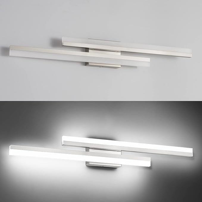 PRESDE 32 Inch LED Bathroom Vanity Light Bar, Modern Brushed Nickel Wall Lighting Fixture Over Mirror 3CCT
