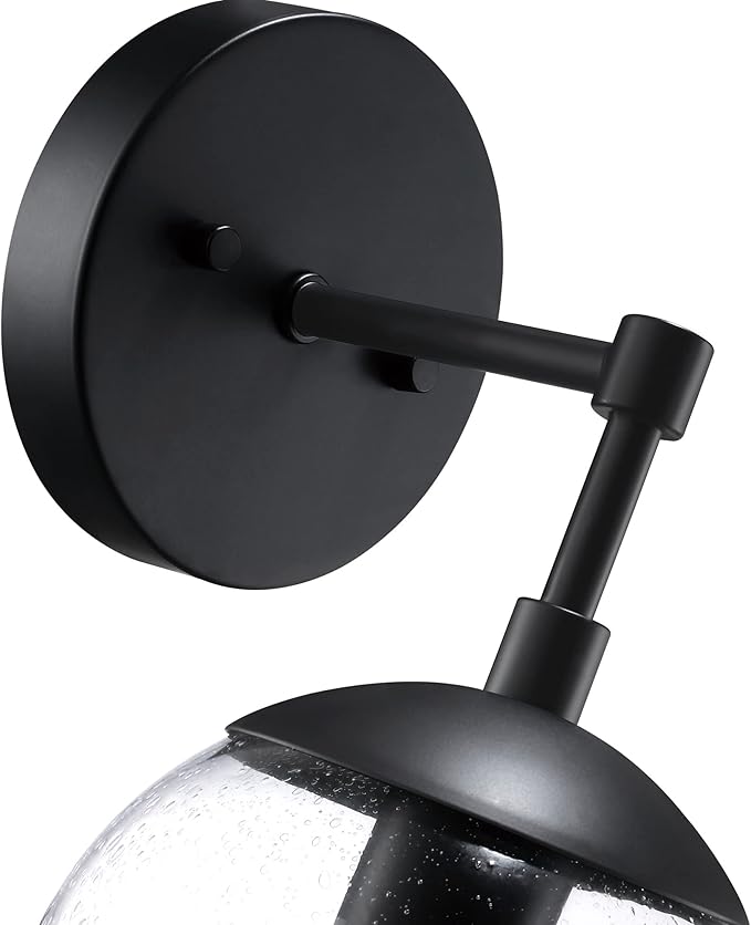 Design House Gracelyn 1-Light Dimmable Wall Sconce, Clear Seedy Glass Globe, Matte Black, 588871-BLK