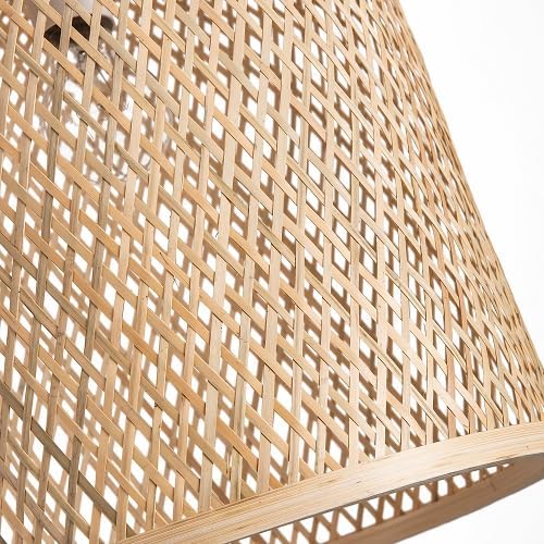 11.81" Dome Woven Pendant Light Fixture, Handmade Geometric Boho Bamboo Woven Pendant Light for Kitchen Dining Room Bedroom Living Room