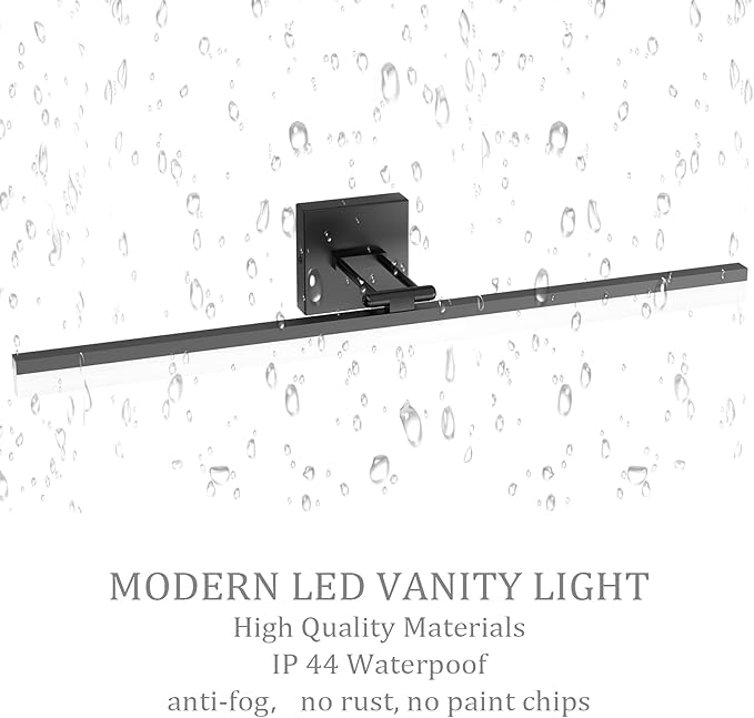 Ralbay 32" Matte Black Bathroom Vanity Light - 18W Adjustable Modern LED Lighting Fixture for Bathroom (6000K Cool White Light)