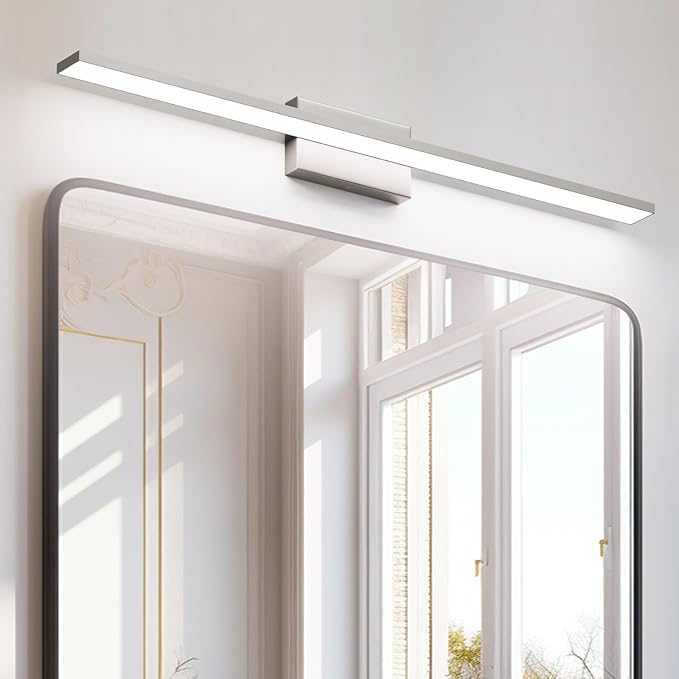 Ralbay Brushed Nickel Vanity Light for Bathroom Metal Acrylic Modern LED Bathroom Light Fixtures Brushed Nickel 40inch
