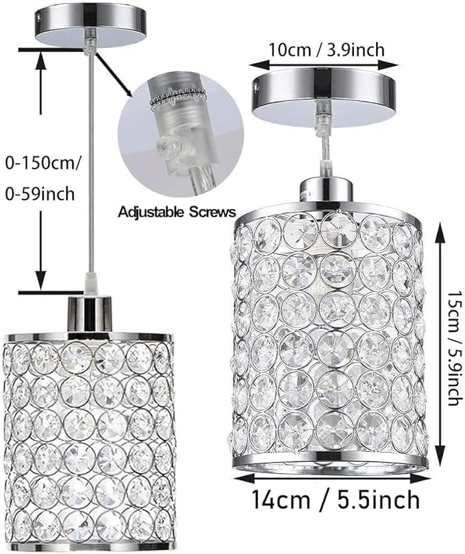 Battery Operated Pendant Lights with Remote 2 Packs,Rechargeable Pendant Light Not Hardwired,Brushed Nickel Crystal Glass Chandelier Cordless Ceiling Hanging Lamp for Kitchen Island Dining Room Table