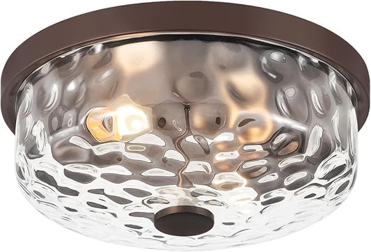 12 Inch Farmhouse Flush Mount Ceiling Light, 2 Light Industrial Close to Ceiling Light, Industrial Ceiling Lighting Fixture for Kitchen Hallway Bedroom Living Room (12.2 Inch Oil Rubbed Bronze)