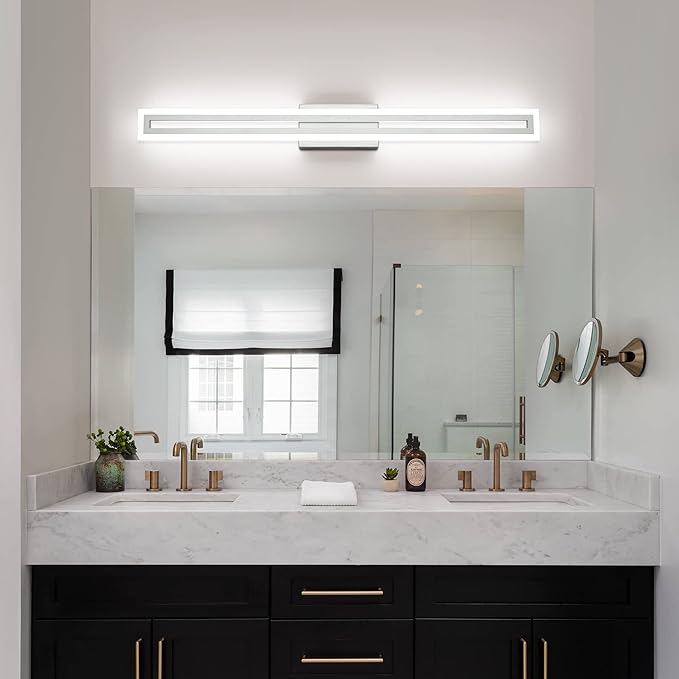 SOLFART Bathroom Lighting Fixtures Over Mirror Brushed Nickel 40 Inch Led Vanity Light 6000K