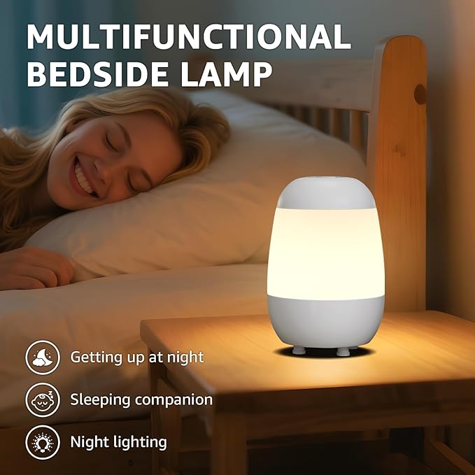 uuffoo 2 Pack Rechargeable Night Light Lamp 3 Color Touch Dimmable LED Portable Table Lamp Battery Operated, USB Changing, Small Cordless Lamp for Bedside Bedroom Travel