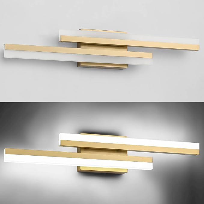PRESDE 24" LED Bathroom Vanity Light Fixtures, Modern Brushed Gold Bathroom Lighting Bar Fixture Over Mirror Dimmable