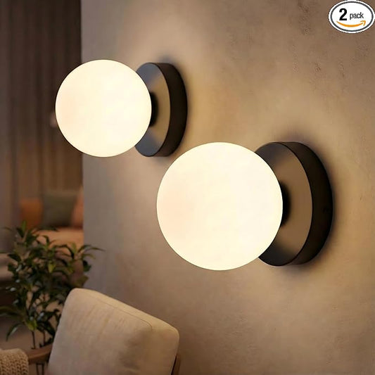 Battery Operated Wall Sconce Set of 2, Dimmable Wireless Black Wall Lamp with 14000mAh Rechargeable Battery, Portables Cordless Wall Light Fixtures for Painting Living Room Bedroom Bathroom