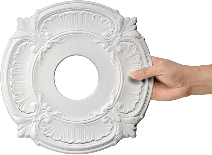 EIFHYT 2 Pack White Home Lighting Ceiling Medallions Molded Plastic, 13" OD x 3-1/2"ID x 3/4" P
