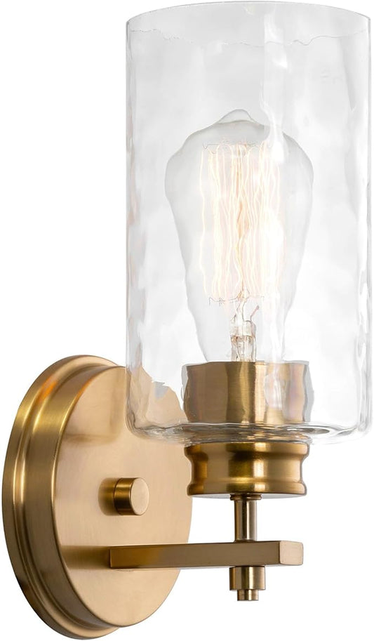 Kira Home Phoebe 8" Modern Wall Sconce with Frosted Seeded Glass Cylinder Shade, Industrial Wall Light with Cylinder Glass Shade, Chrome Finish