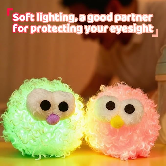 Plush Night Light Cute LED Table Lamp Cozy Dimmable Nightlight Rechargeable Bedside Lamp Funny Desk Decor Lamp for Halloween Christmas Birthday Gift (Red)