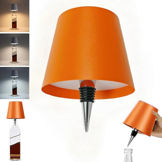 Neioaas Wine Bottle Lamp, 3 Color Light Dimming Metal Wine Bottle Light, Rechargeable Waterproof Bottle Touch Lamp Head with for Home,Bar,Camping,Travel,Restaurants, Party, Decor & GiftsOrange