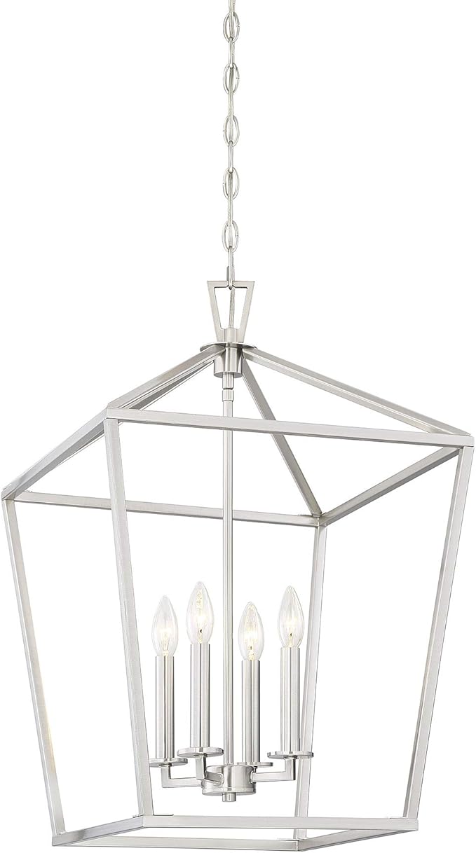 Savoy House 1-321-4-SN Townsend Traditional Open Frame Pendant Light Fixture, 4-Light 240 Total Watts, 26" H x 17" W, Satin Nickel