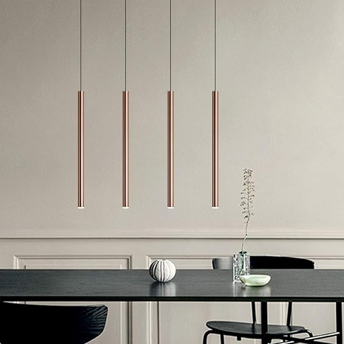 CANALIS 4 Mini Pendant Lighting Copper - LED Hanging Light Fixture for Kitchen Island, Bar, Foyer - Cluster Pendants - Dimmable, Adjustable Wire, Lamp Bulb Included