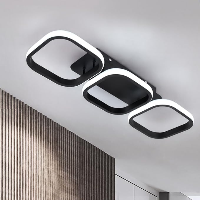 Modern LED Square Ceiling Light - 33W, 6000K Cool White, Flush Mount for Kitchen, Living Room, Bedroom & Hallway