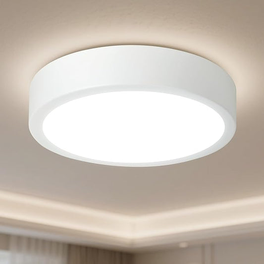 11" LED Flush Mount Ceiling Light, White Modern Ceiling Light Fixture with 5CCT 2700K-5000K, Dimmable LED Light Fixtures Ceiling Mount for Kitchen Bathroom Bedroom Hallway