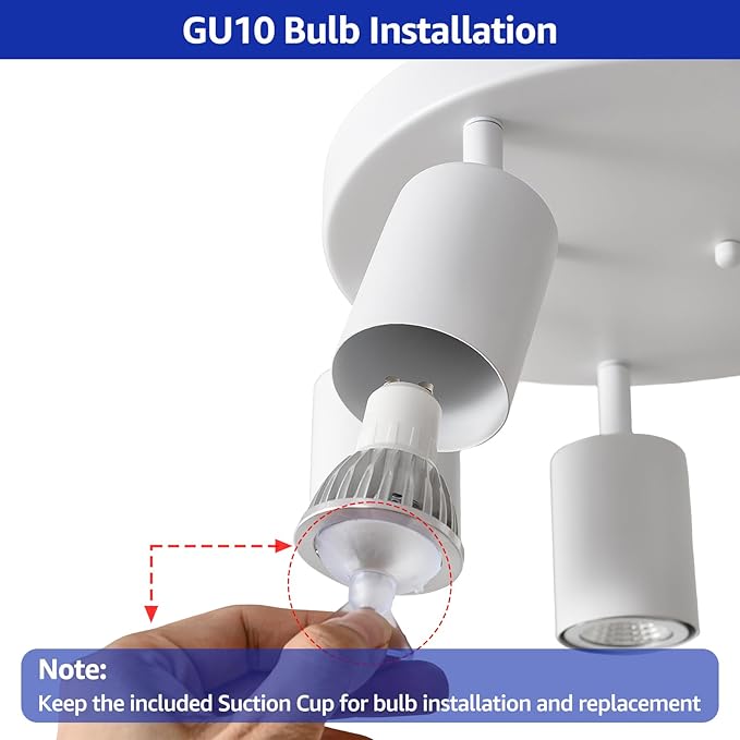 EGM Adjustable 5-Light Kitchen Spot Light Fixture, White Round Track Lighting Fixtures, GU10 Flush Mount Directional Ceiling Light for Bedroom