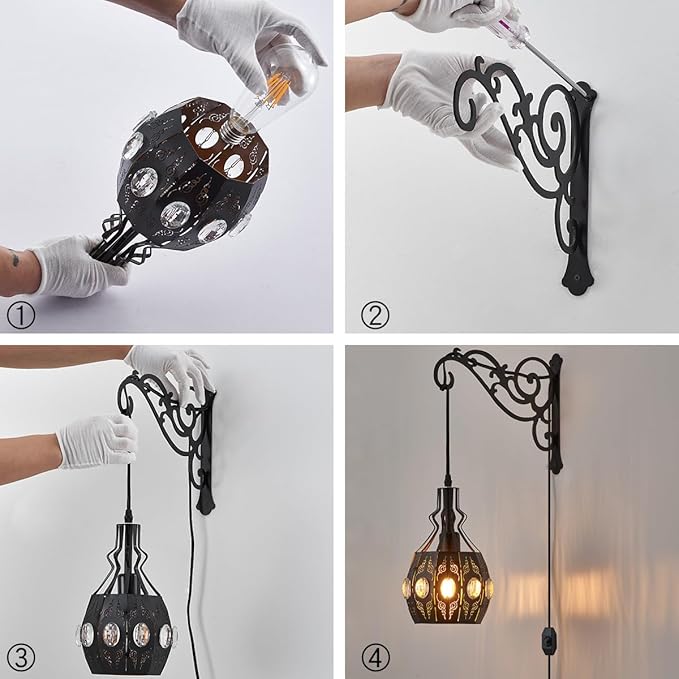 YLONG-ZS 2PK Crystal Plug in Wall Sconce Hanging Lamp Shelf Dimmable Wall Sconces Adjustable Wall Lights with Wall Sconces Wall Mount Plug in Lamps for Bedroom Living Room