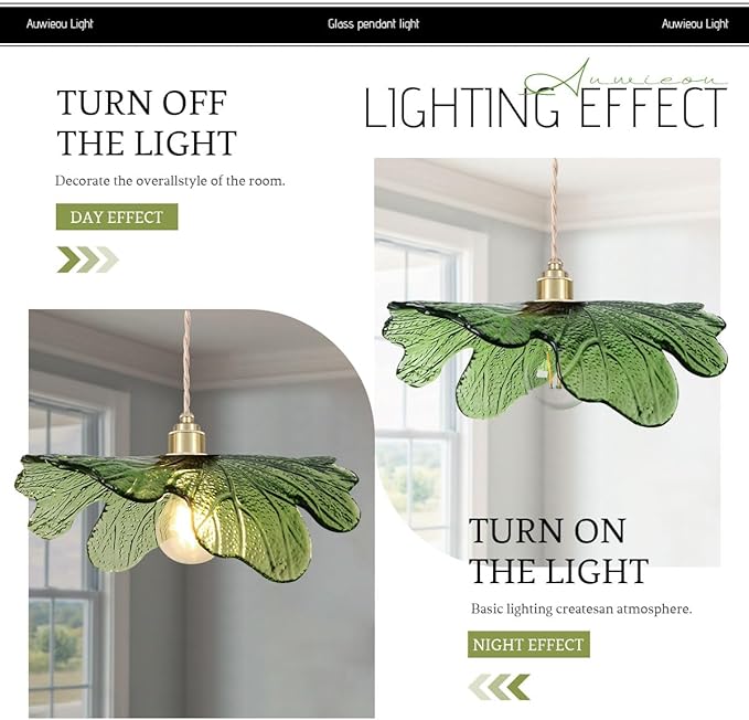 kitchen island pendant lights 15.74in glass pendant Chandelier mid century modern pendant light Hand Blown Ceiling Hanging Light Green Glass Shade vintage gold pendant lighting for bedroom dining room