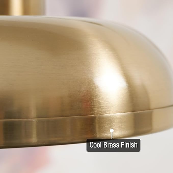 Kira Home Alston 14" Mid Century Modern Gold Semi Flush Mount with Frosted Glass Diffuser, 3-Light Low Profile Dome Gold Ceiling Light, Cool Brass Finish