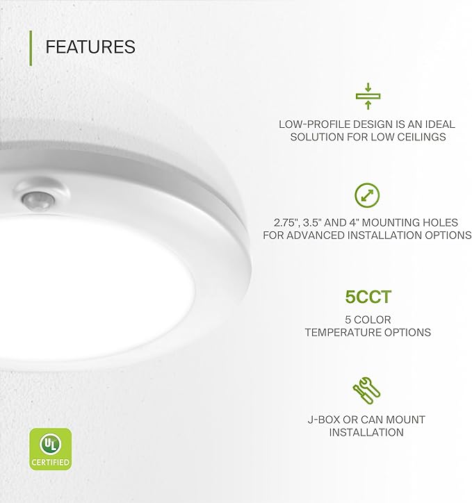 ASD 6 Pack Motion Sensor LED Disk Lights 6 Inch, 15W 5CCT 2700-5000K 1149LM CRI90+, Indoor Ceiling Flush Mount Light Fixture, Low Profile Lighting for Closet, Hallway, Pantry, Porch, Garage, White, UL
