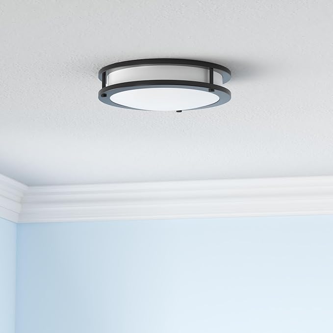 hykolity 13 inch Flush Mount LED Ceiling Light Fixture, 2700K/3000K/3500K/4000K/5000K Adjustable Ceiling Lights, Oil Rubbed Bronze Saturn Dimmable Lighting for Bathroom Kitchen, ETL Listed - 2 Pack