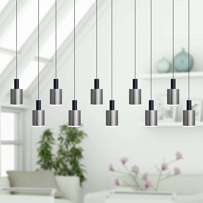 Virgo 10 Mini Pendant Lighting Black-Nickel - LED Hanging Light Fixture for Kitchen Island, Bar, Foyer - Cluster Pendants - Dimmable, Adjustable Wire, Lamp Bulb Included
