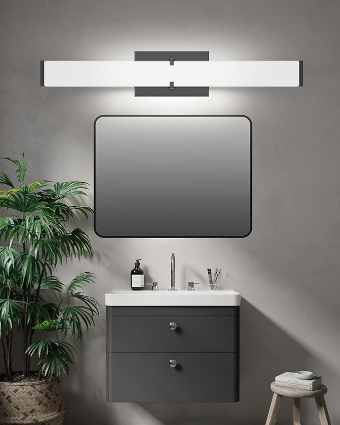 Modern LED Light Fixtures 40 Inch, 40W 3600 Lumen Dimmable Vanity Light, 5CCT Lights for Bathroom, Black, ETL Certified