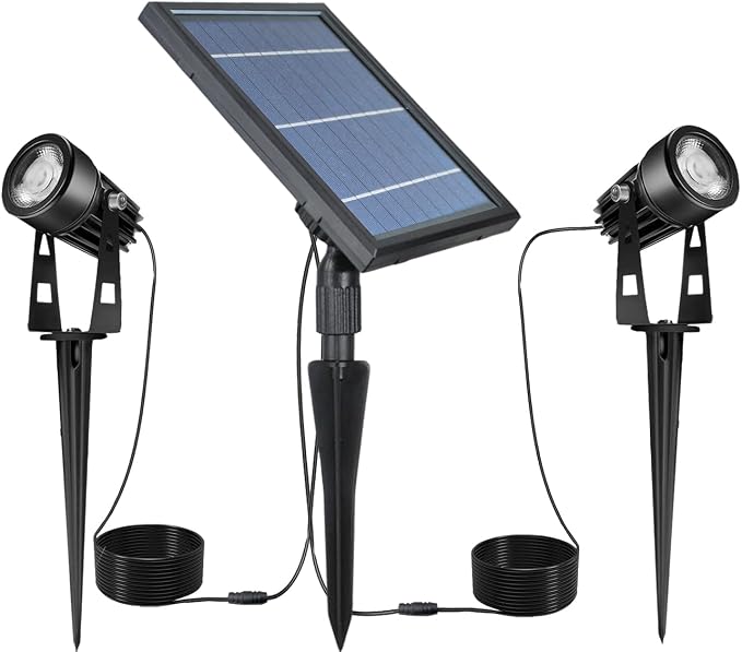 SUNLONG Solar-Powered Cast Aluminium Warm White LED Spotlight for Outdoor Garden Yard Landscape Tree Uplight Downlight