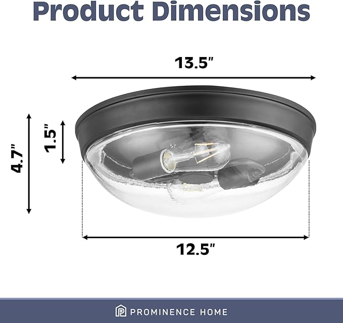Prominence Home Madalyn 13" Bronze Flush Mount Clear Seeded Round Glass Ceiling Light - 51539-01