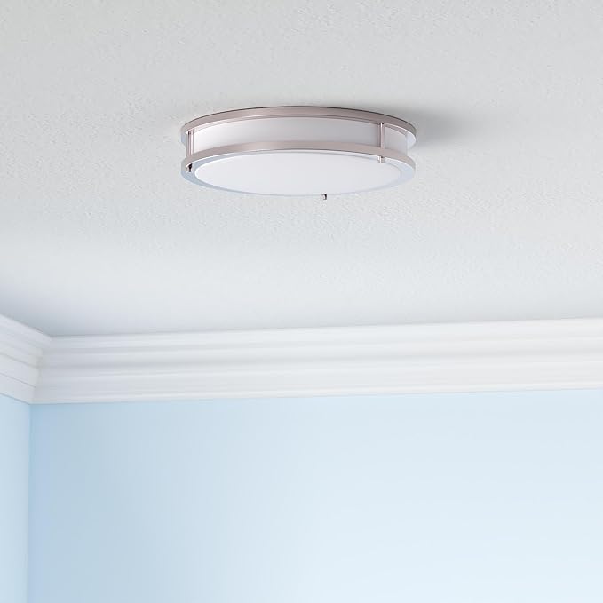 ASD LED 10" Round Flush Mount Lighting, Close to Ceiling Light Fixture | 3CCT, Dimmable, Energy Star, ETL Listed | 16W 1041LM 3000K-5000K 120V | Low Profile Double Ring Lamp | Nickel, 4 Pack