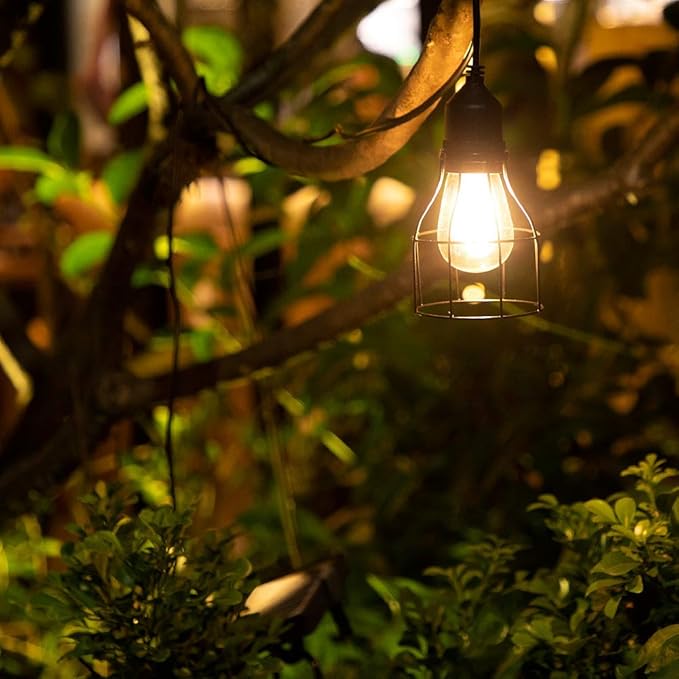 Solar Lights Outdoor Dusk to Dawn Shed Light 9.8FT Extension Cable Solar Powered Bulb Pendant Waterproof for Indoor, Chicken Coop, Porch, Gazebo, 3000K Warm