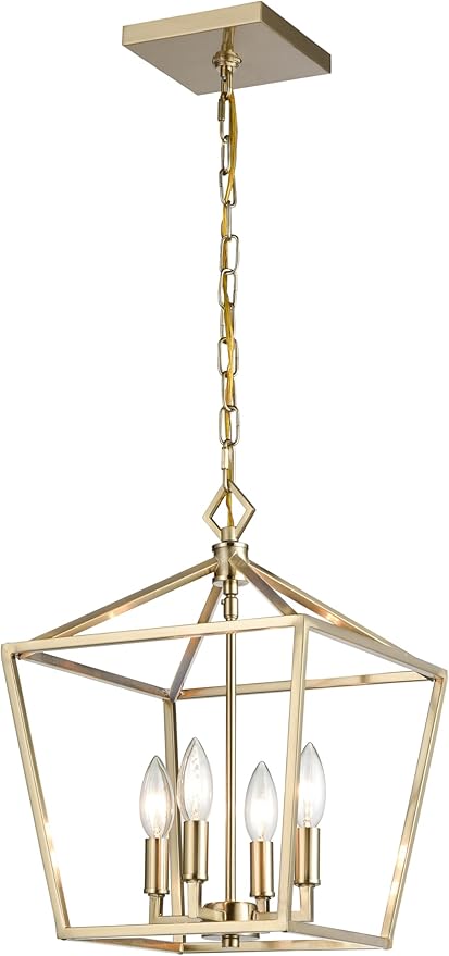 ML Lighting 3234-MG Transitional Four Light Pendant, Champ, Gld Leaf Finish, Modern Gold