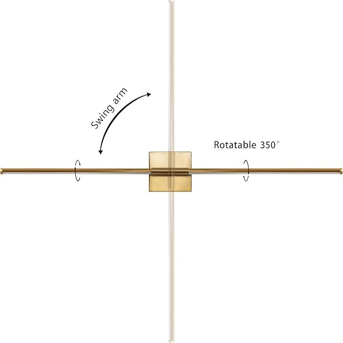 JONATHAN Y 32" Brass Gold Modern Dimmable Integrated LED Wall Sconce, Minimalist Adjustable Metal Vanity Light for Bathroom Mirror, Bedroom, Hallway, 3000K, ETL Listed (JYL7040B)